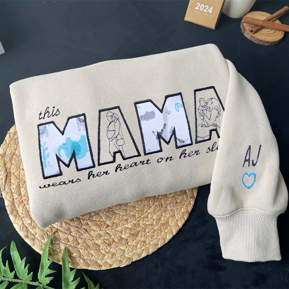 Custom Embroidered Mama Sweatshirt Gift Ideas For Christmas Family Gift