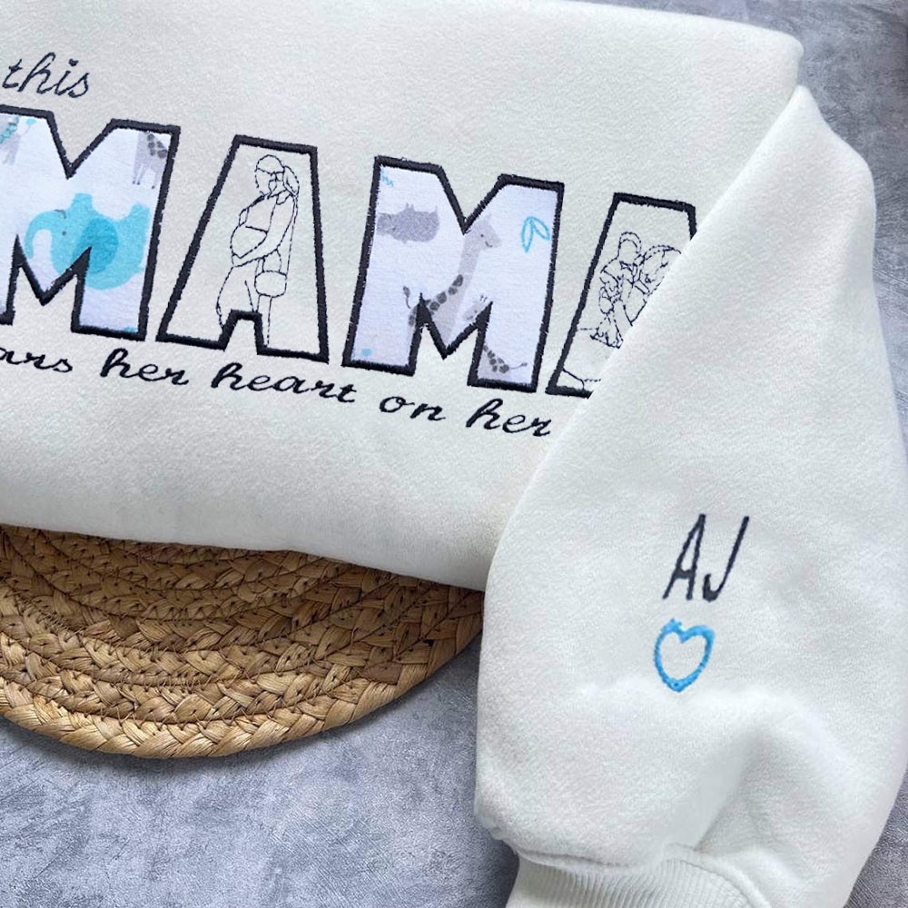 Custom Embroidered Mama Sweatshirt Gift Ideas For Christmas Family Gift