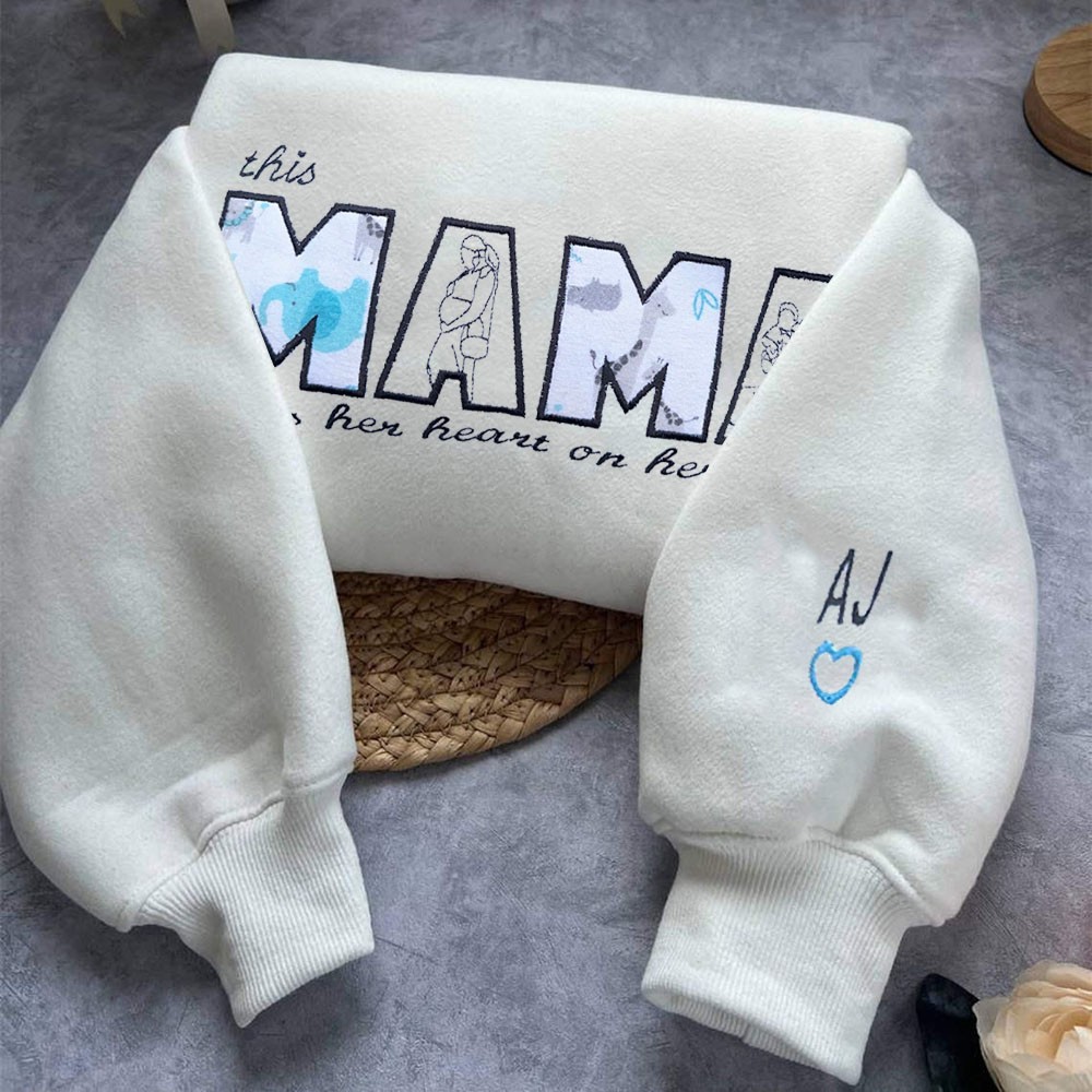 Custom Embroidered Mama Sweatshirt Gift Ideas For Christmas Family Gift