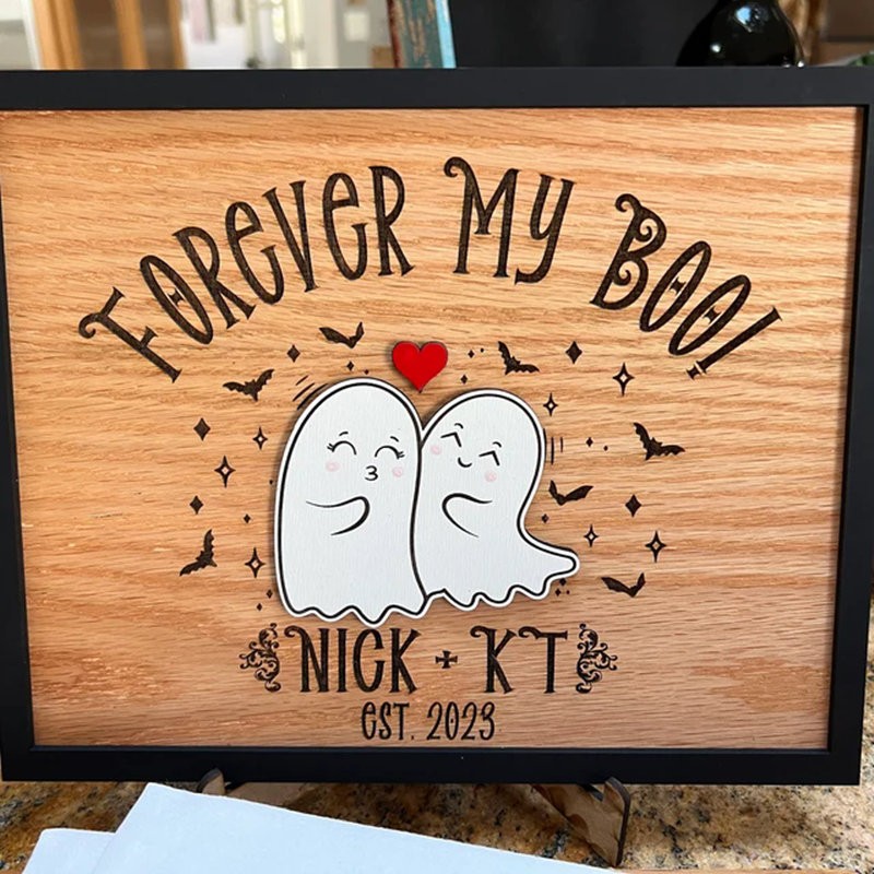 Personalized Forever My Boo Sign Halloween Couple Spooky Season Funny Home Decor