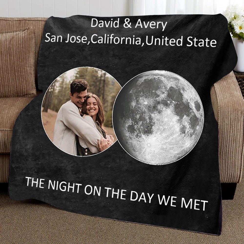 Custom Star Map By Date Photo Blanket For Couple Wedding Anniversary Valentine's Day Gift