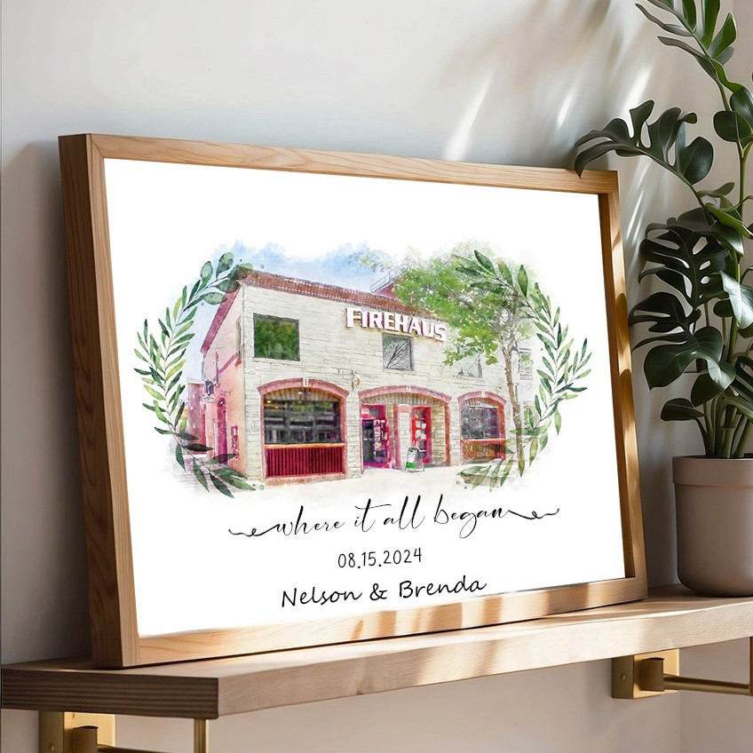 Where It All Began Custom Watercolor House Hand Painted Portrait From Photo For Valentine's Day Anniversary Gift