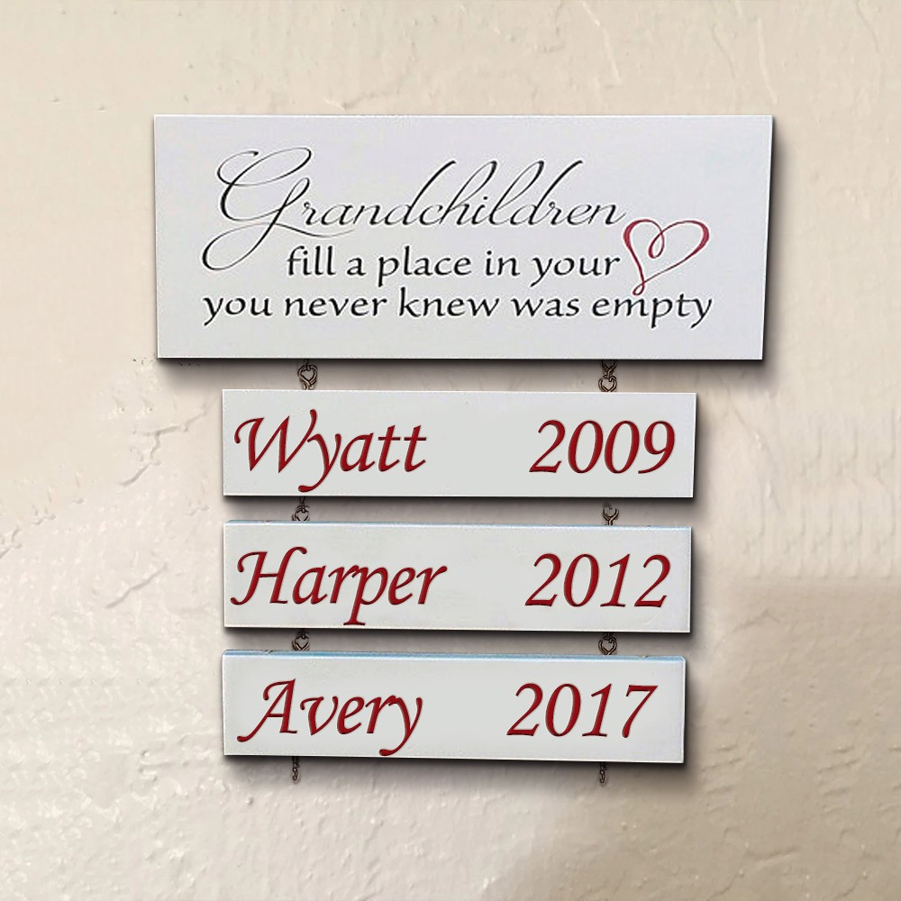 Personalized Grandparent Sign with Grandchildren's Names and Birthdates For Christmas Gift