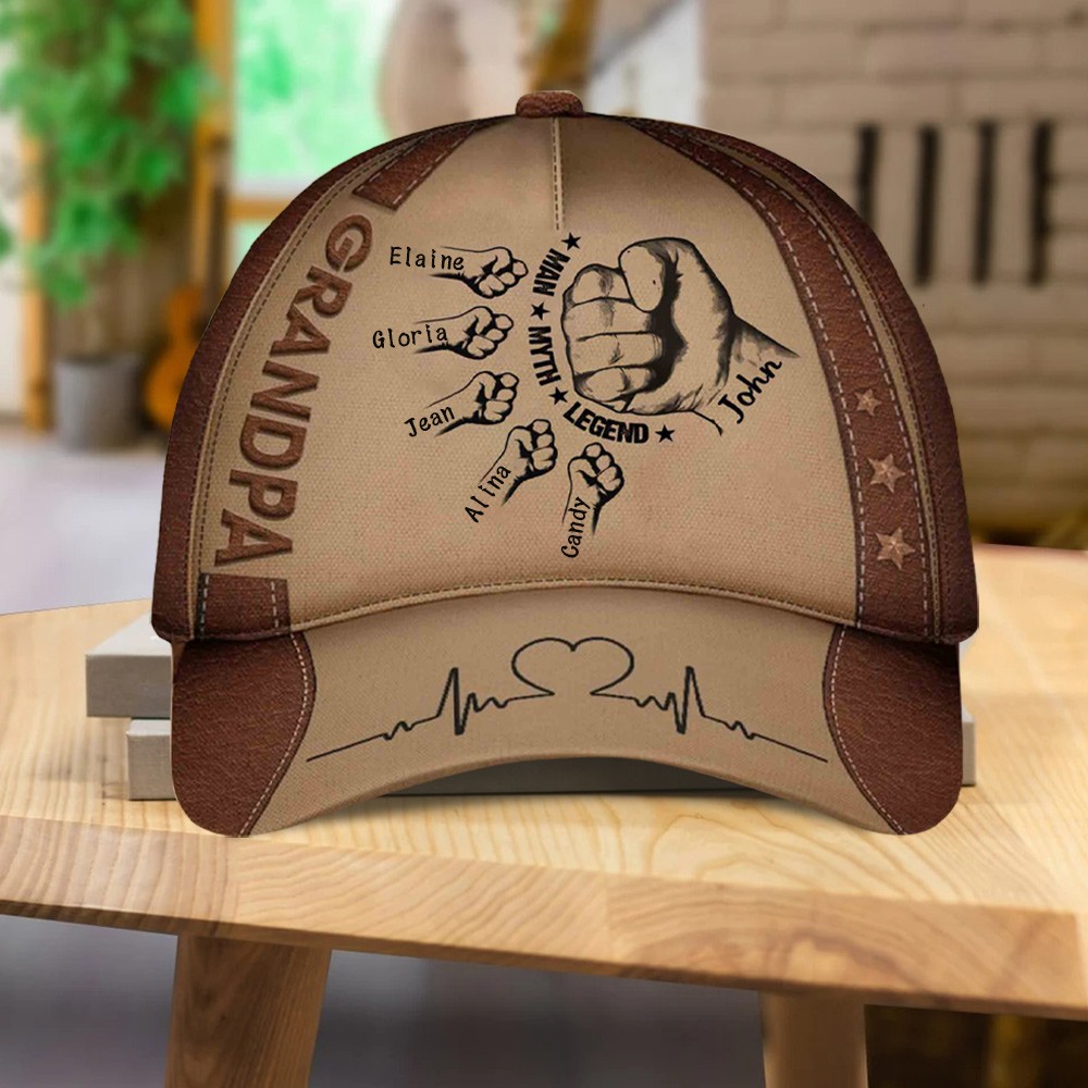 Personalized Fist Bump Cap with Kids Names For Father's Day Gift