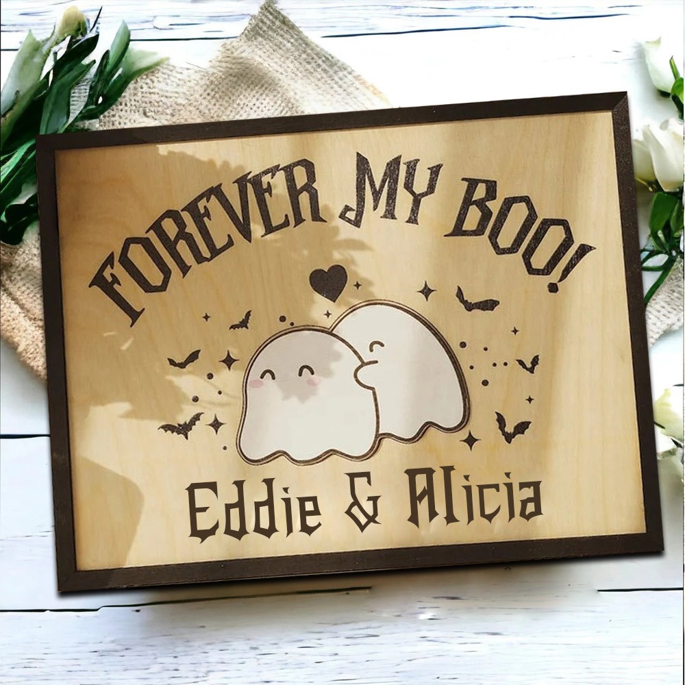 Personalized Forever My Boo Sign Halloween Couple Spooky Season Funny Home Decor