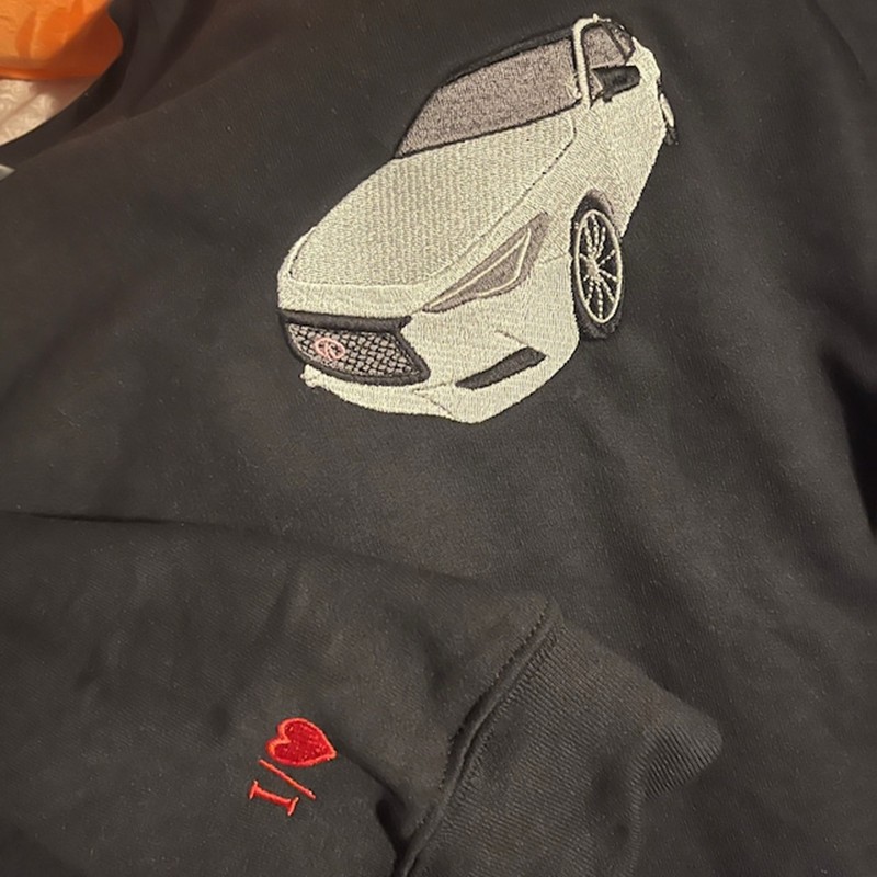 Custom Embroidered Car Photo Sweatshirt For Dad Men Car Lover Gift