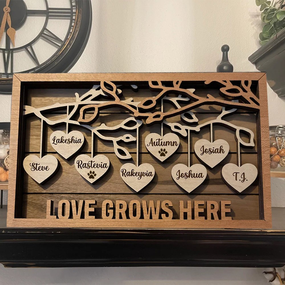 Personalized Wooden Family Tree Sign For Christmas Family Anniversary Gift