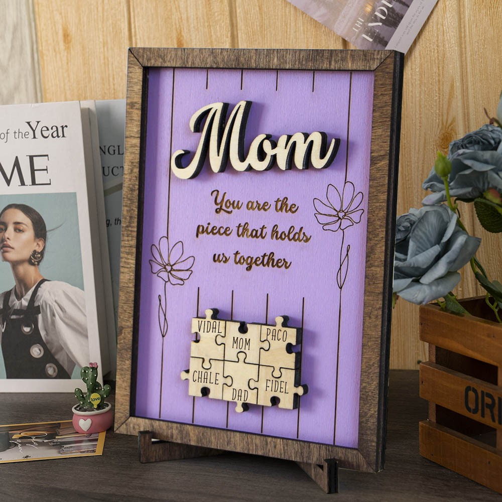 Personalized Mom Puzzle Sign Unique Wood Sign For Mother's Day Gift