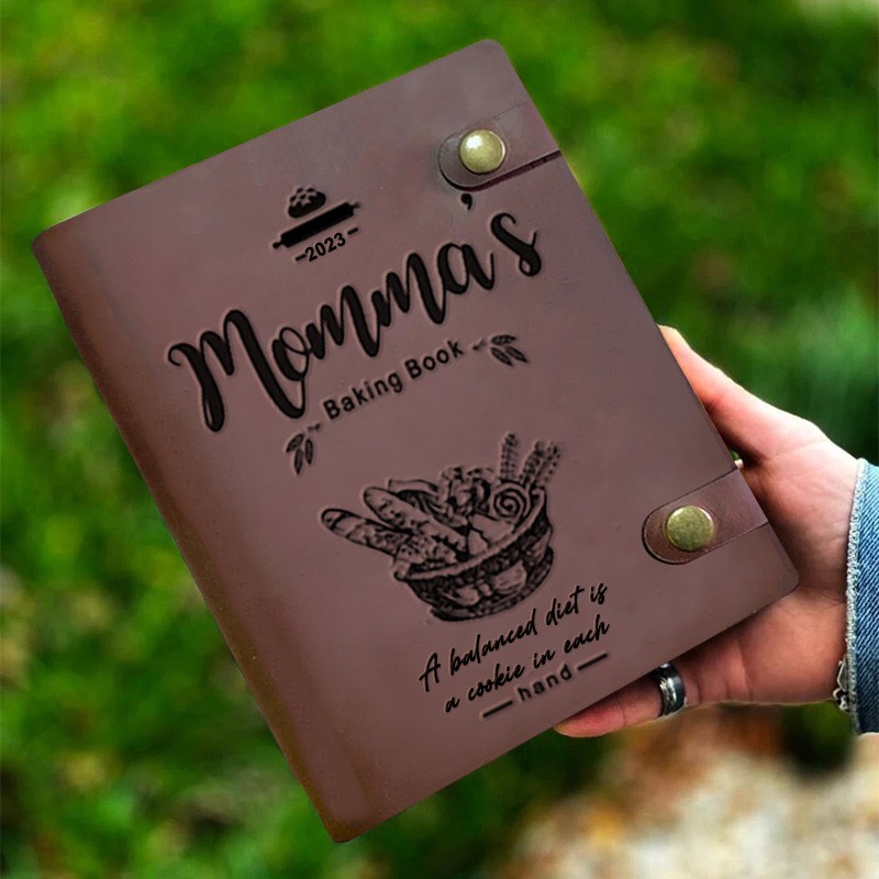 Personalized Leather Recipe Book For Mom Family Christmas Gift