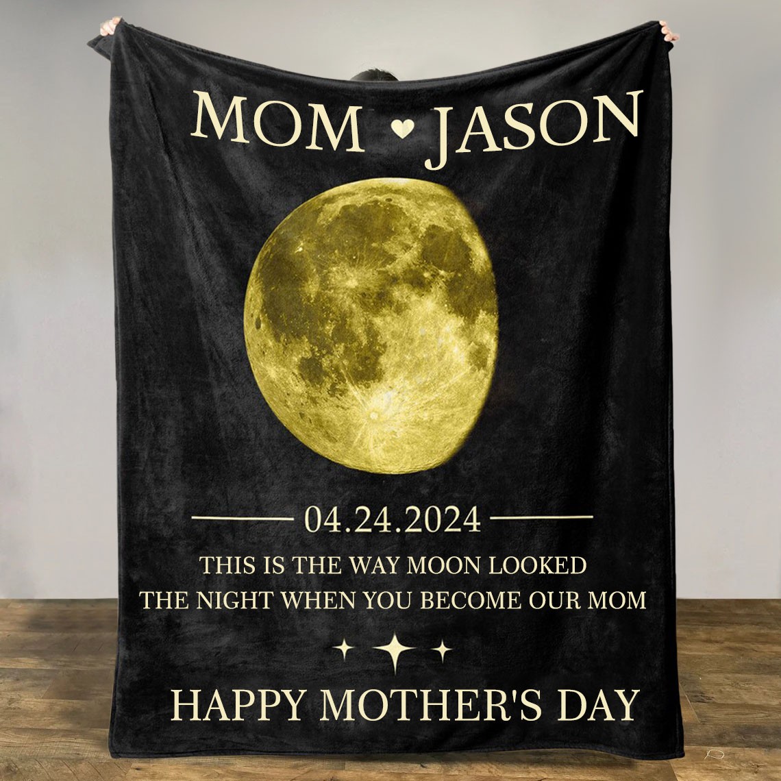 Personalized Family Moon Phase Blanket For Mother's Day Gift