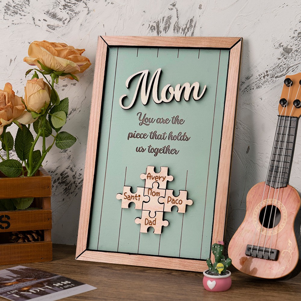 Personalized Mom Puzzle Sign Unique Wood Sign For Mother's Day Gift