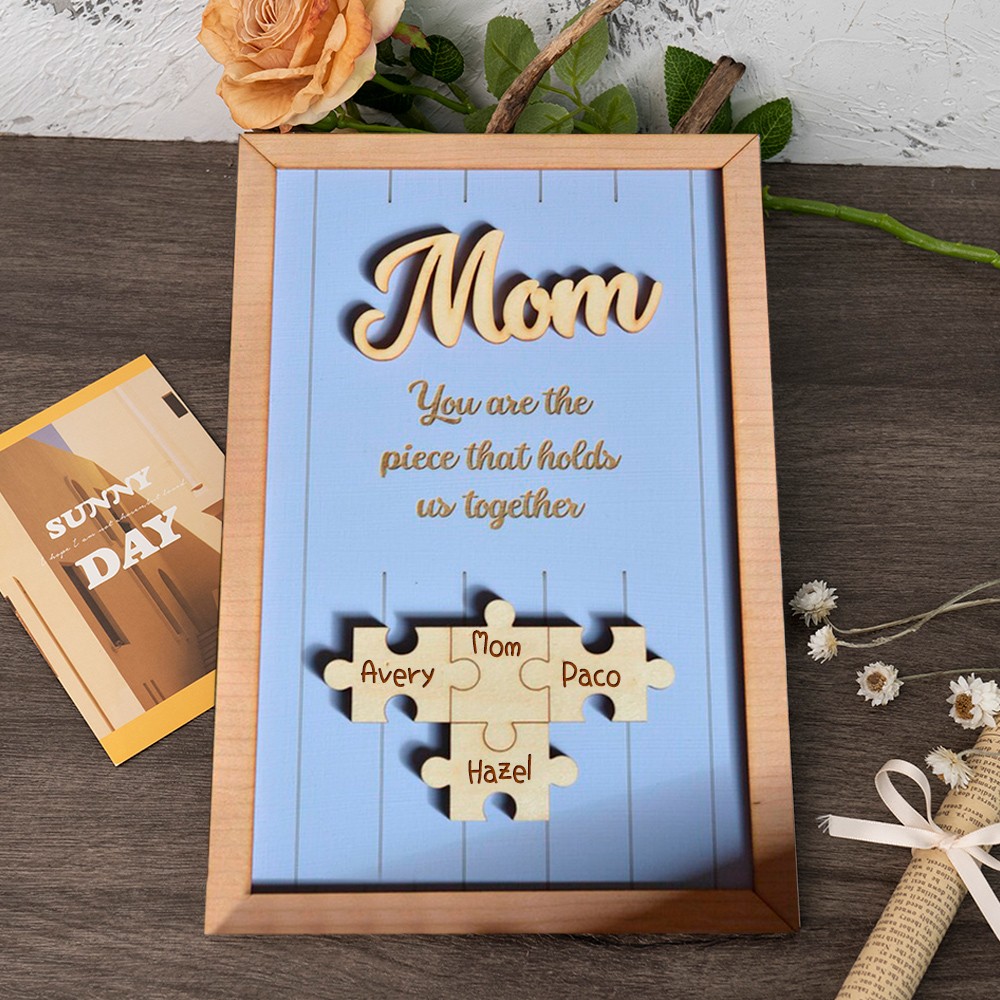 Personalized Mom Puzzle Sign Unique Wood Sign For Mother's Day Gift