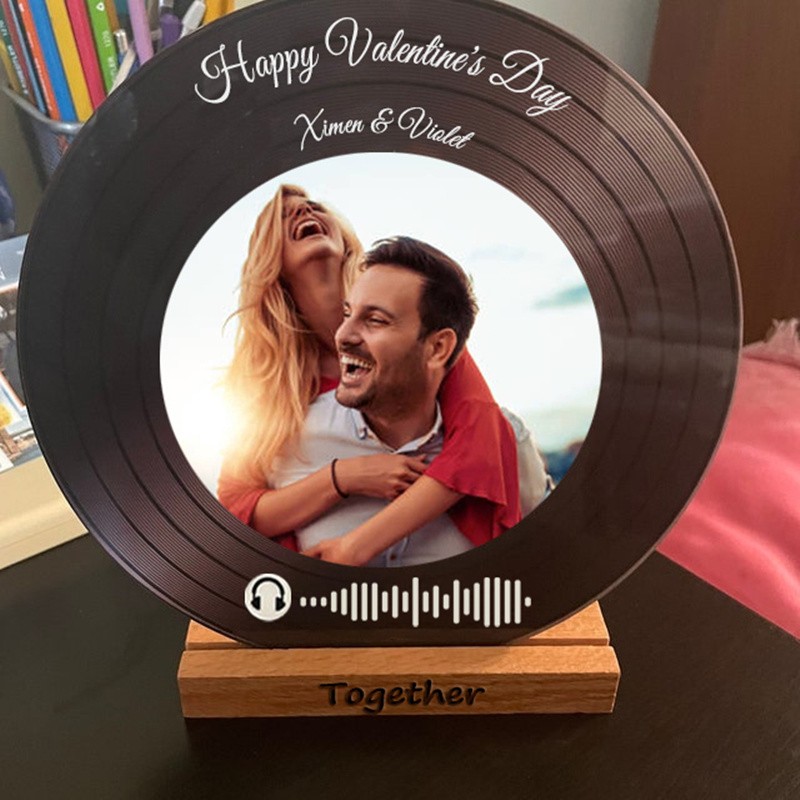 Personalized Vinyl Record with Photo Acrylic Song Plaque Anniversary Valentine's Day Gift For Girlfriend Boyfriend