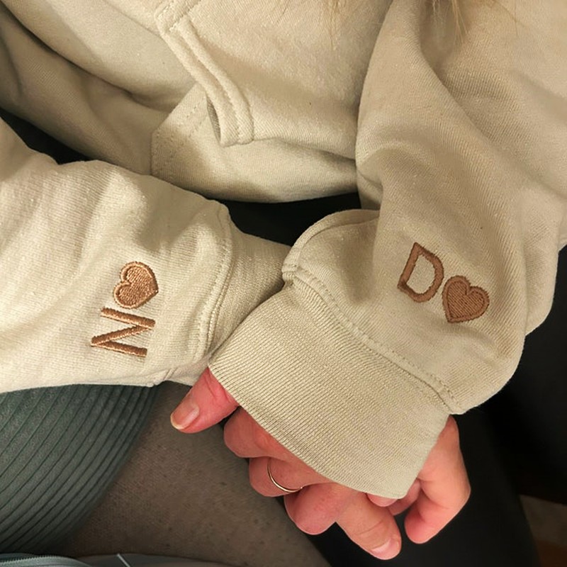 Custom Embroidered Roman Numeral Sweatshirt Hoodie Valentine's Day Gift For Couple