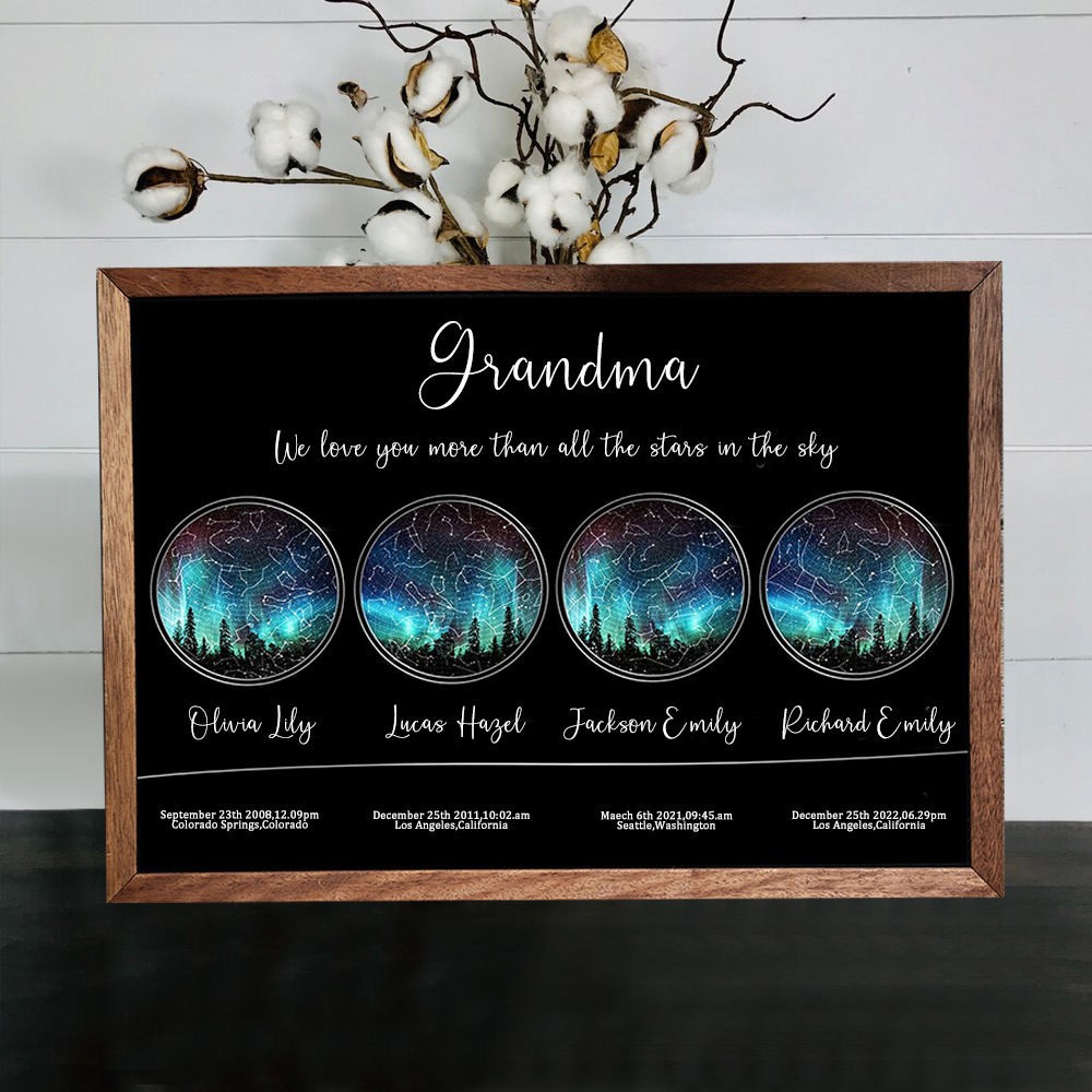 Personalized Star Map By Date Night Sky Constellation Wood Sign For Mom Grandma Christmas Gift