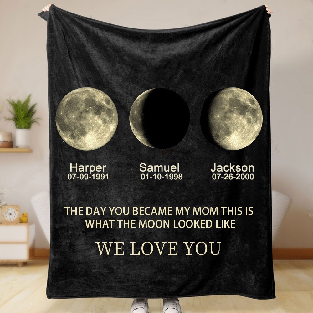 Personalized Family Moon Phase Blanket For Christmas Gift