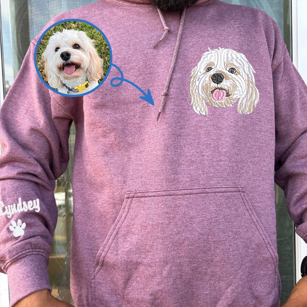 Custom Embroidered Pet Hoodie For Dog Lover Gift