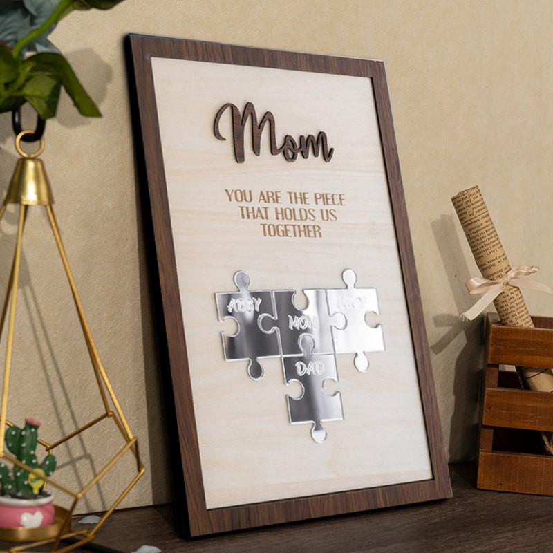 Custom Mom Puzzle Sign with Name Piece That Holds Us Together For Mother's Day Gift