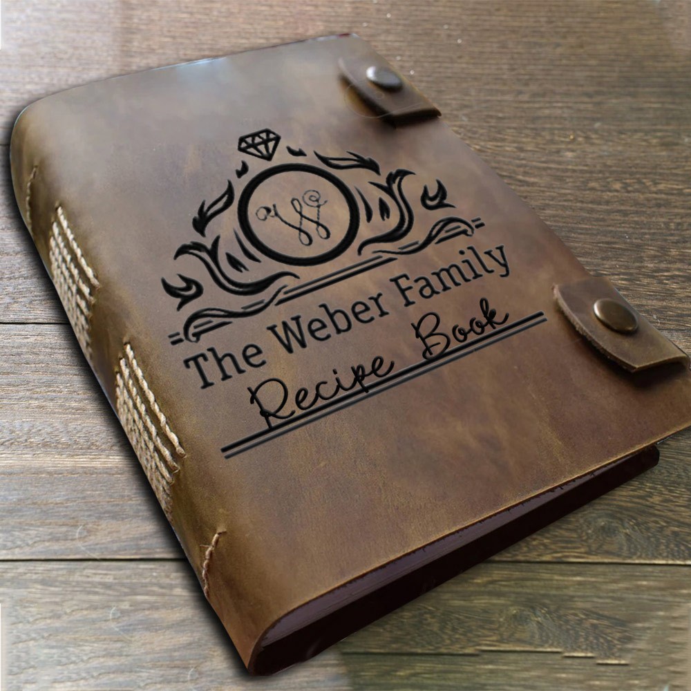 Personalized Leather Recipe Book For Mom Grandma Family Christmas Gift