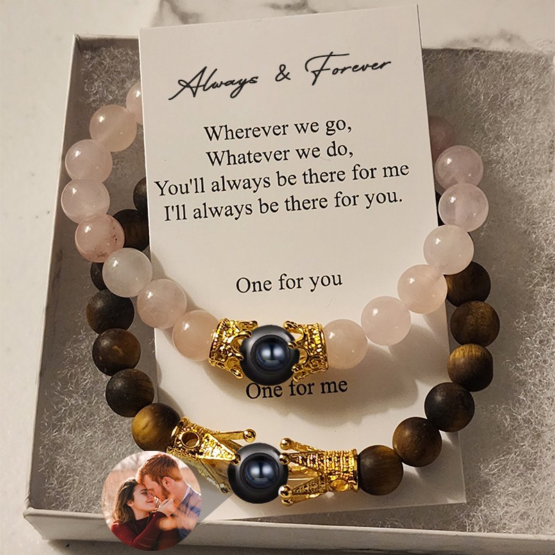 Custom Photo Projection Set Bracelet With Magnetic Design For Couple Wife Valentine's Day