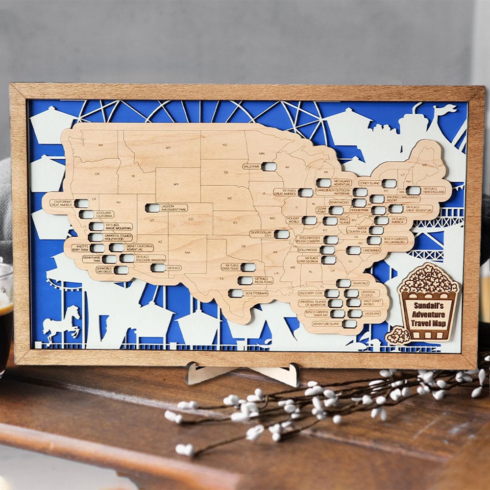 Custom Wooden USA National Parks Travel Map For Family Anniversary Hiker Nature Lovers Explorer's Keepsake Gift