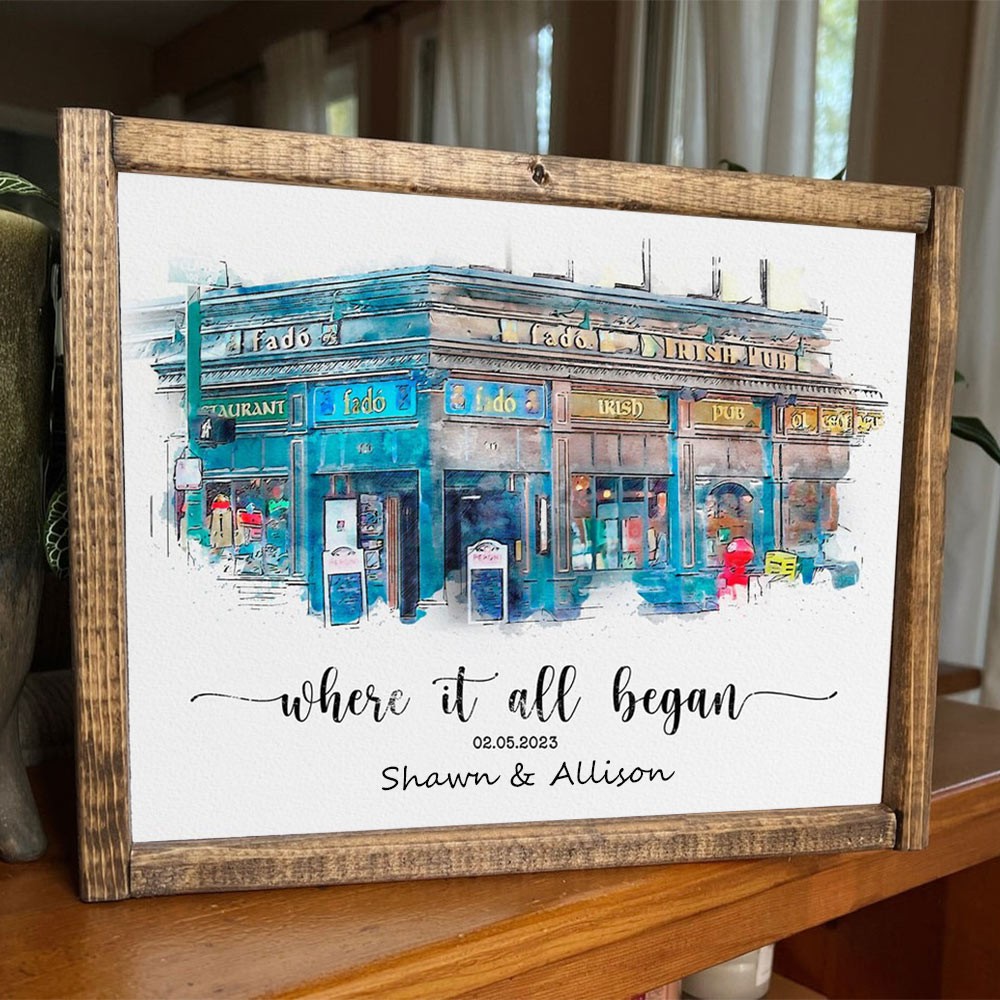 Where It All Began Custom Watercolor House Hand Painted Portrait From Photo For Valentine's Day Anniversary Gift