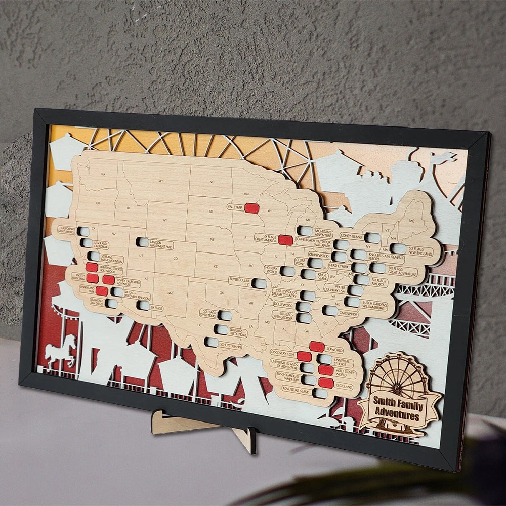 Custom Wooden USA National Parks Travel Map For Family Anniversary Hiker Nature Lovers Explorer's Keepsake Gift