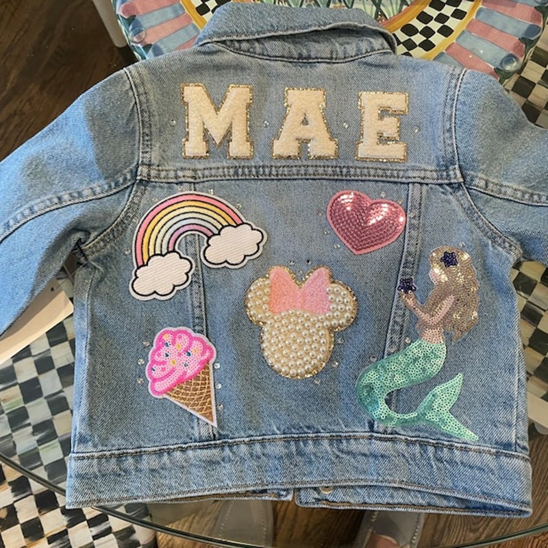 Personalized Letter Patch Jean Jacket With Name For Kids Girls Gift