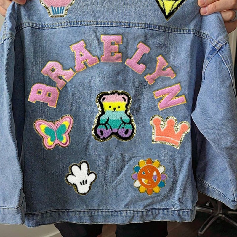 Personalized Letter Patch Jean Jacket With Name For Kids Girls Gift