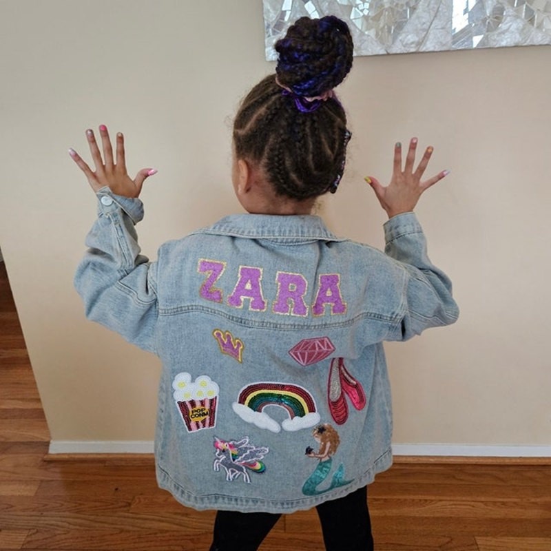 Personalized Letter Patch Jean Jacket With Name For Kids Girls Gift