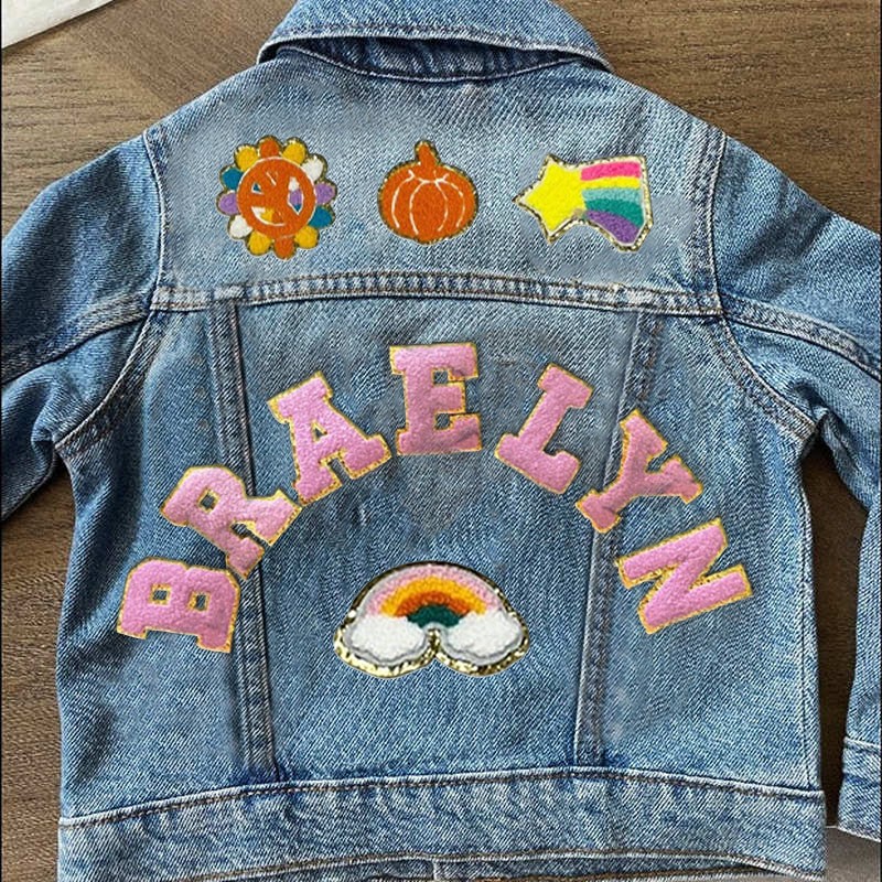 Personalized Letter Patch Jean Jacket With Name For Kids Girls Gift