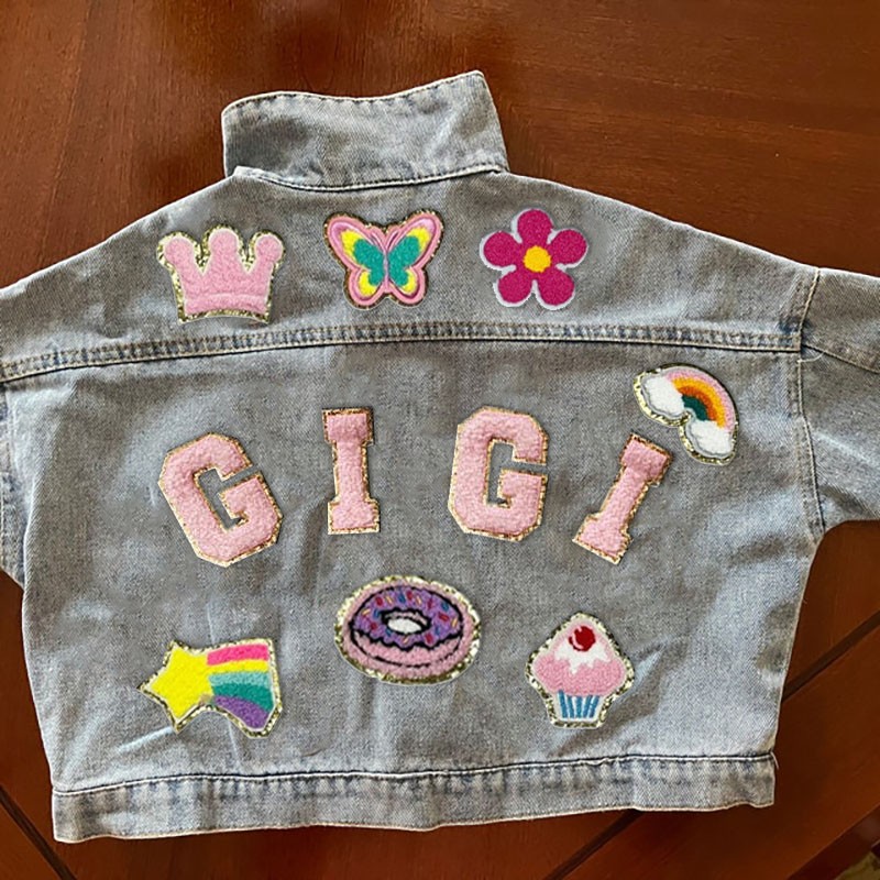 Personalized Letter Patch Jean Jacket With Name For Kids Girls Gift