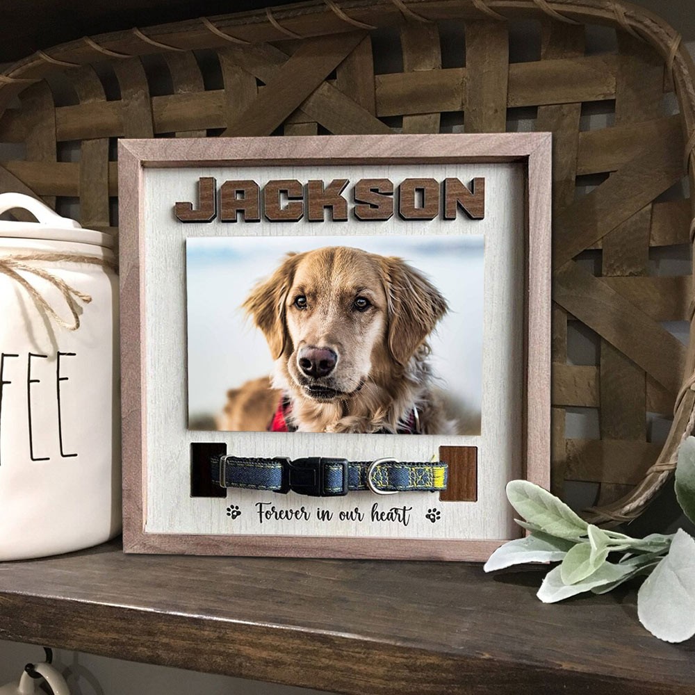 Personalized Memorial Pet Loss Frame With Collar Holder Sympathy Gift