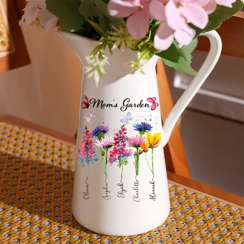 Personalized Mom's Garden Birth Month Flower Vase With Kids Name For Mom Grandma Mother's Day Gift Ideas