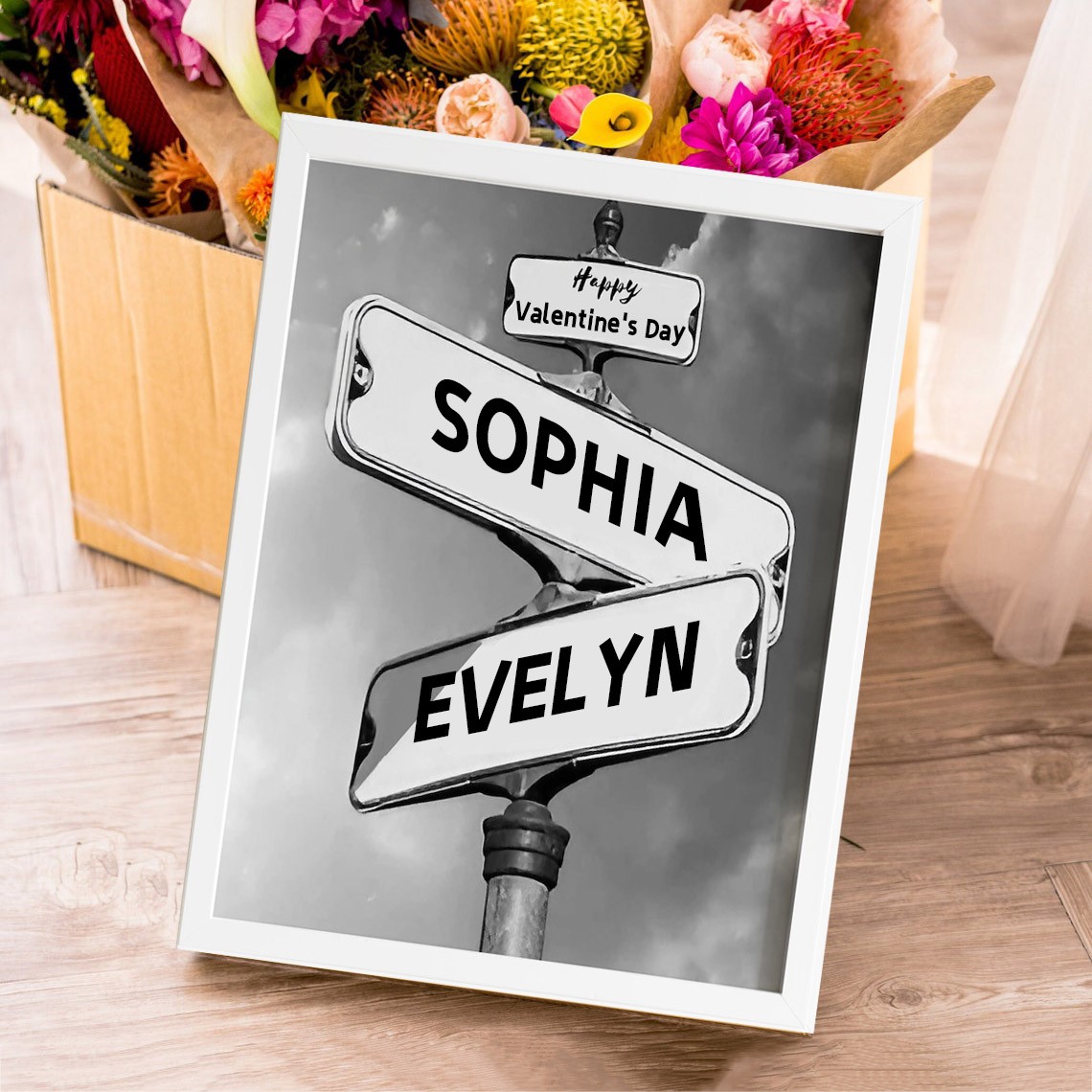 Personalized Street Sign With Names Wall Art Home Decor For Couple Valentine's Day Gift