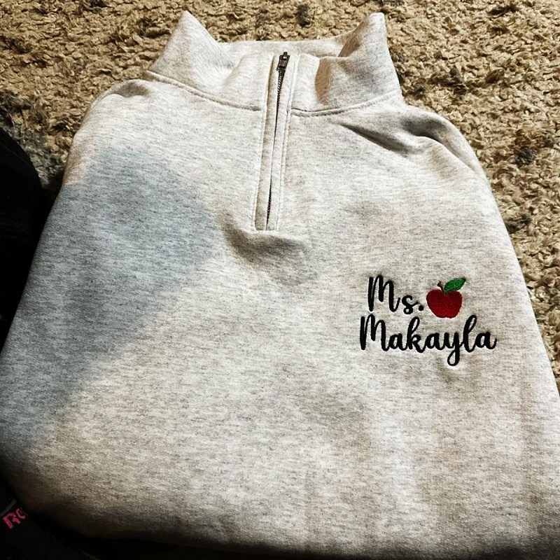 Personalized Teacher Apple Embroidered Sweatshirt Graduation Gift for a New Teacher