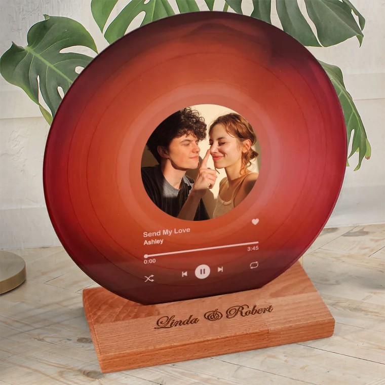 Personalized Vinyl Record with Photo Acrylic Song Plaque Anniversary Valentine's Day Gift For Girlfriend Boyfriend