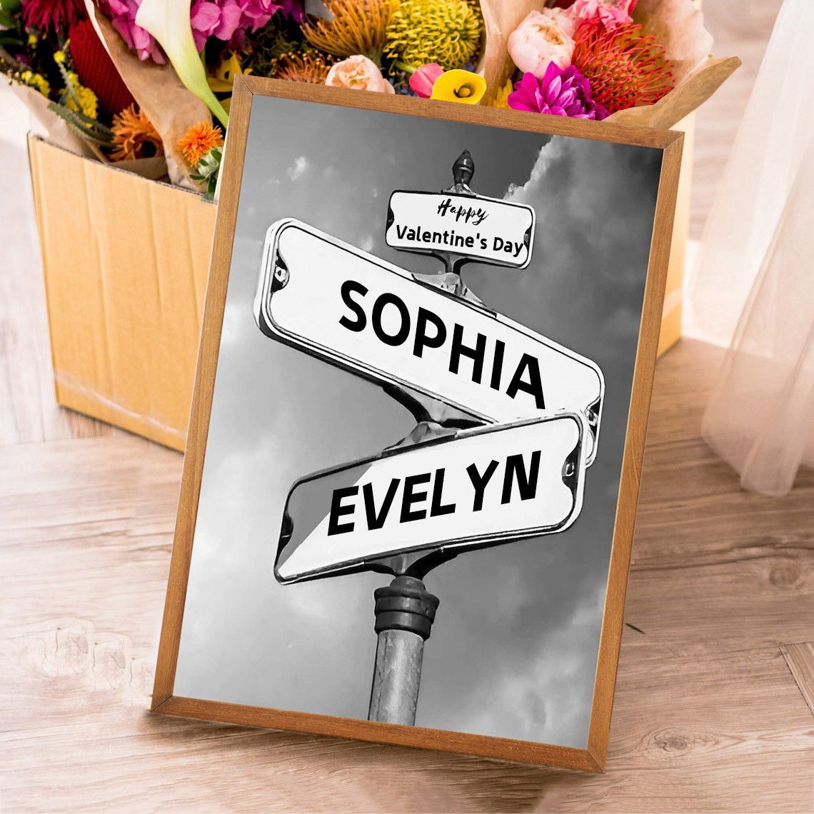 Personalized Street Sign With Names Wall Art Home Decor For Couple Valentine's Day Gift