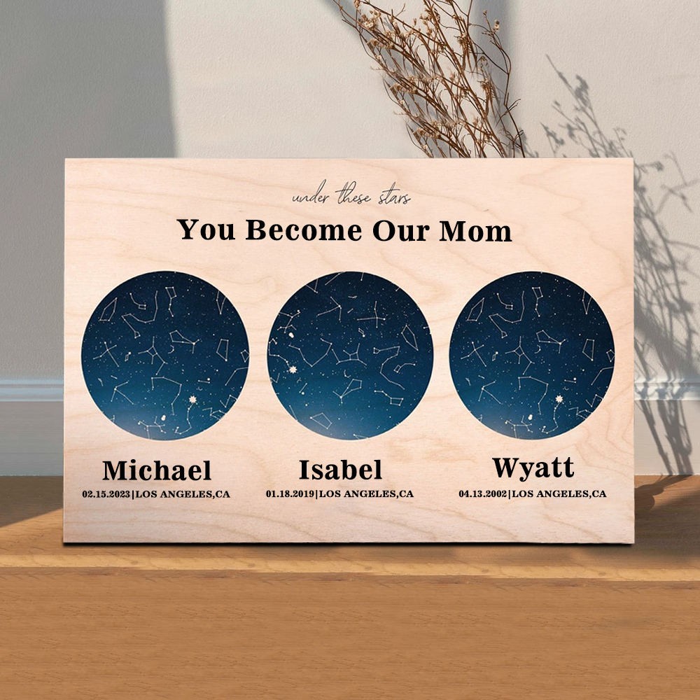 Personalized Star Map By Date Night Sky Constellation Wood Sign For Mom Christmas Gift