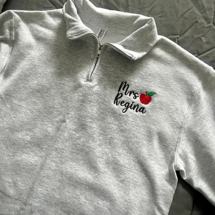 Personalized Teacher Apple Embroidered Sweatshirt Graduation Gift for a New Teacher