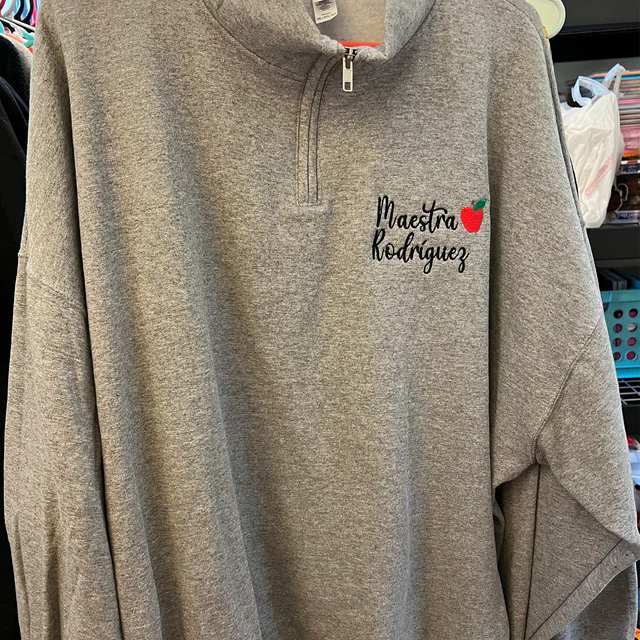 Personalized Teacher Apple Embroidered Sweatshirt Graduation Gift for a New Teacher