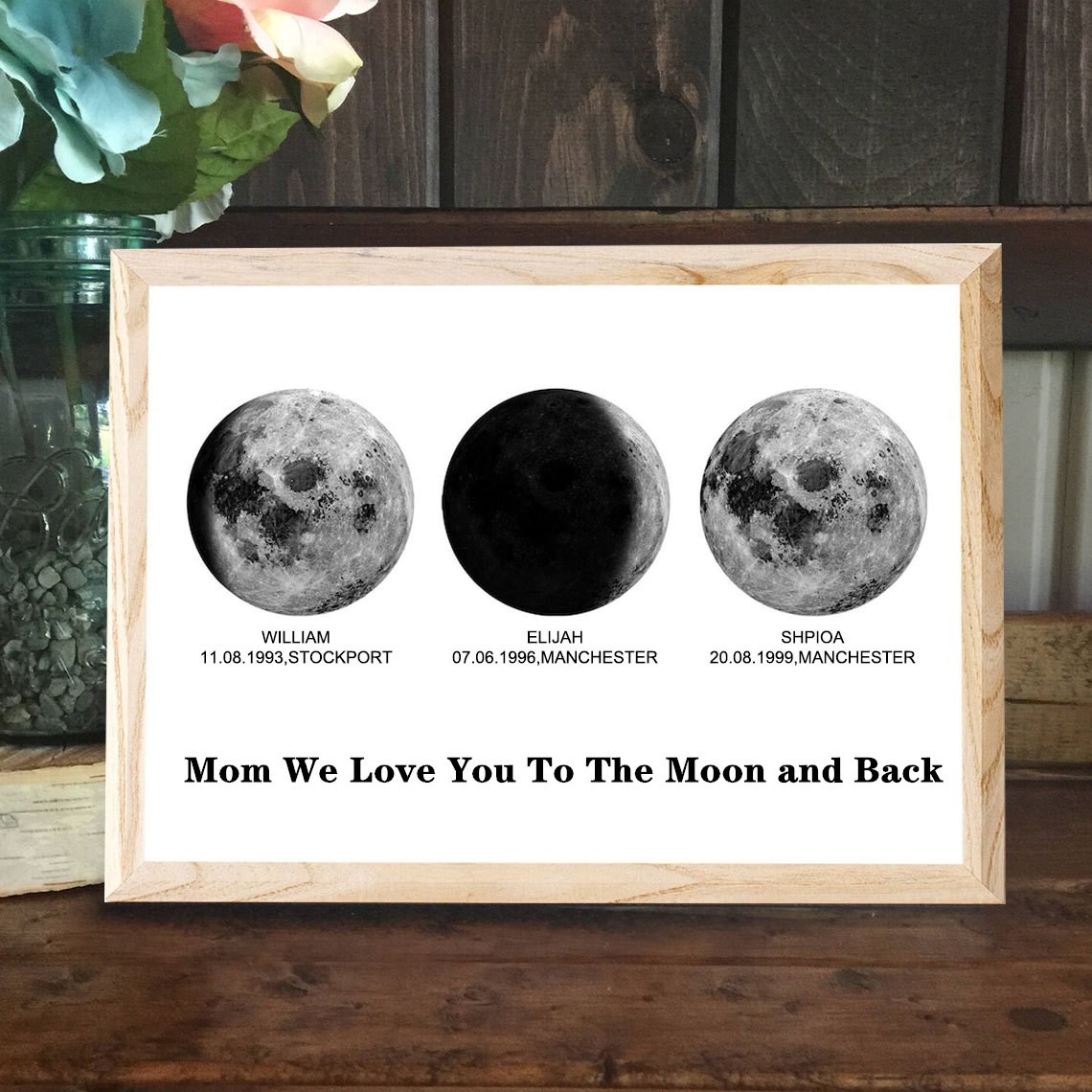 Custom Moon Phase Print Frame For Mom Grandma Christmas Family Gift Ideas