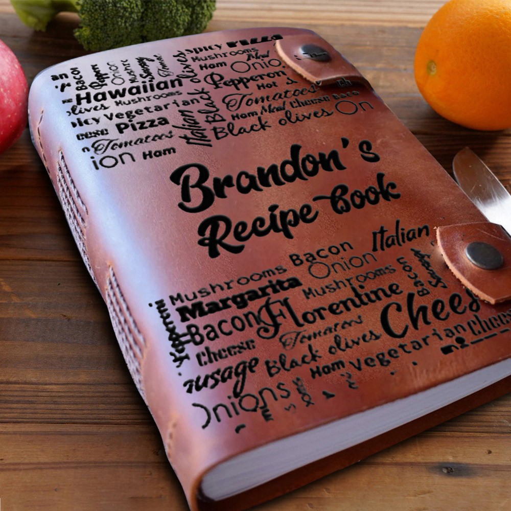 Personalized Leather Recipe Book For Mom Grandma Family Christmas Gift