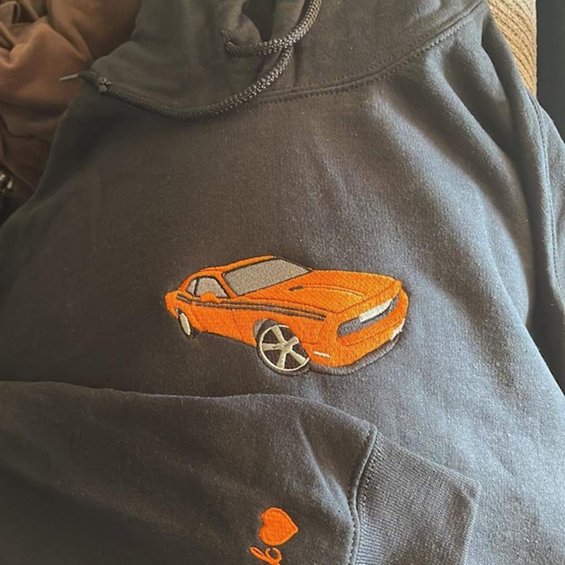 Custom Embroidered Car Photo Hoodie For Dad Men Car Lover Gift