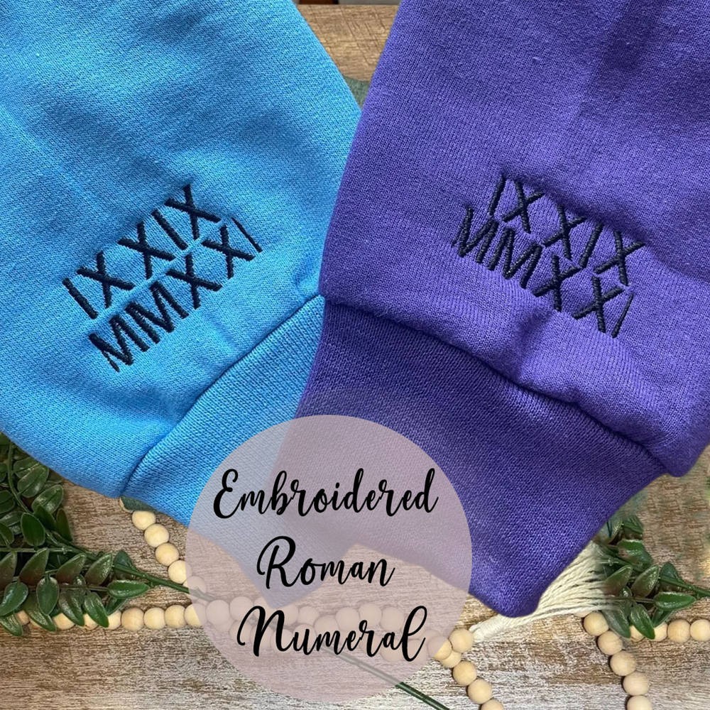 Custom Embroidered Roman Numeral Sweatshirt Anniversary Valentine's Day Gift For Couple