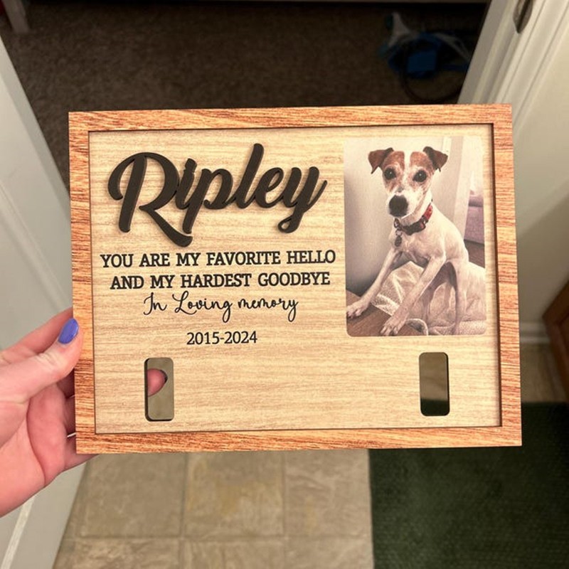 Personalized Dog Collar Holder Memorial Frame Pet Loss Gift