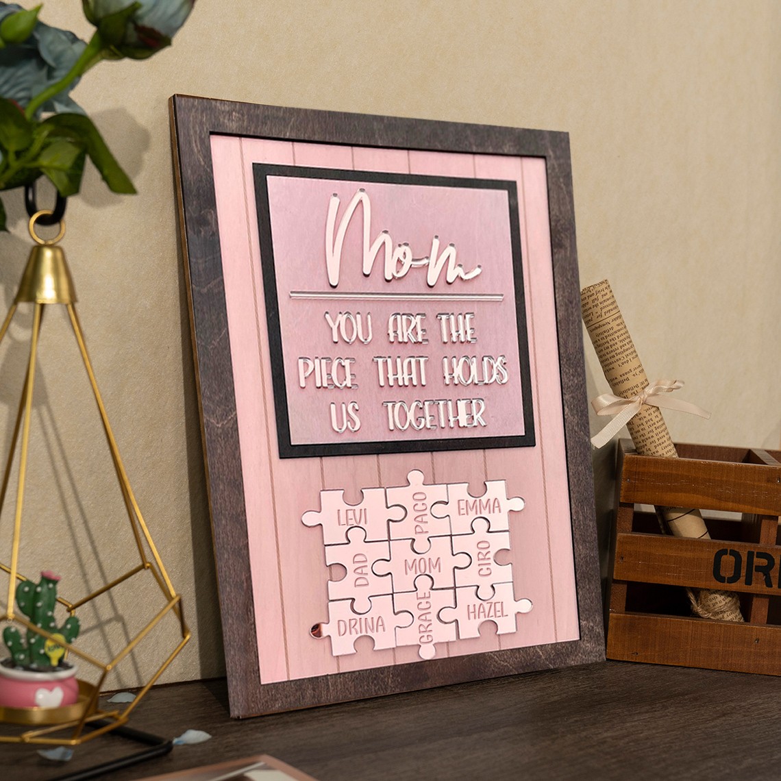 Personalized Mom Puzzle Sign Unique Wood Sign For Mother's Day Gift