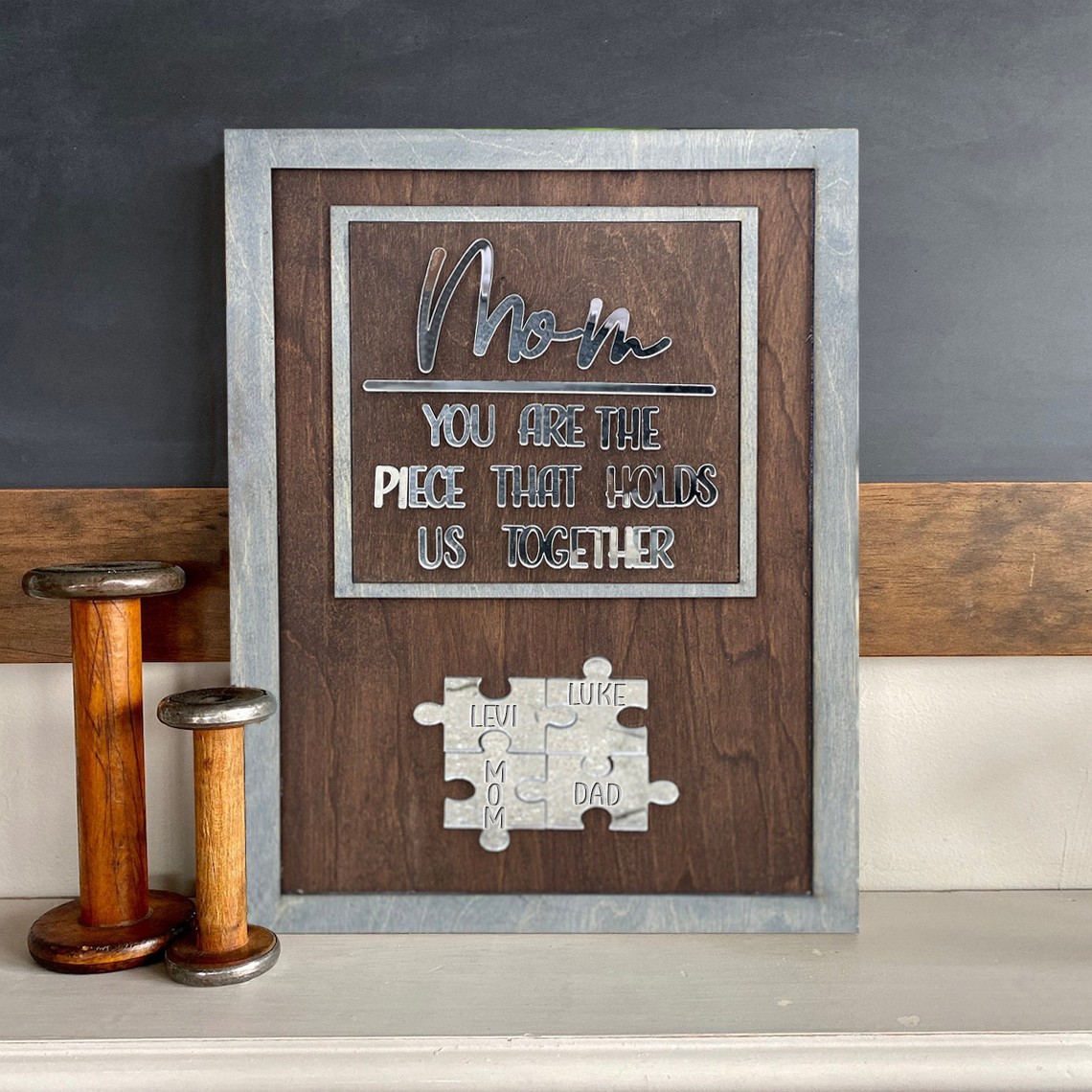 Personalized Mom Puzzle Sign Unique Wood Sign For Mother's Day Gift