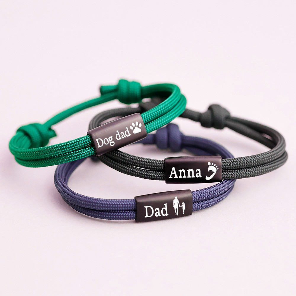 Personalized Men's Bracelet with Bead For Dad Father's Day Gift Ideas