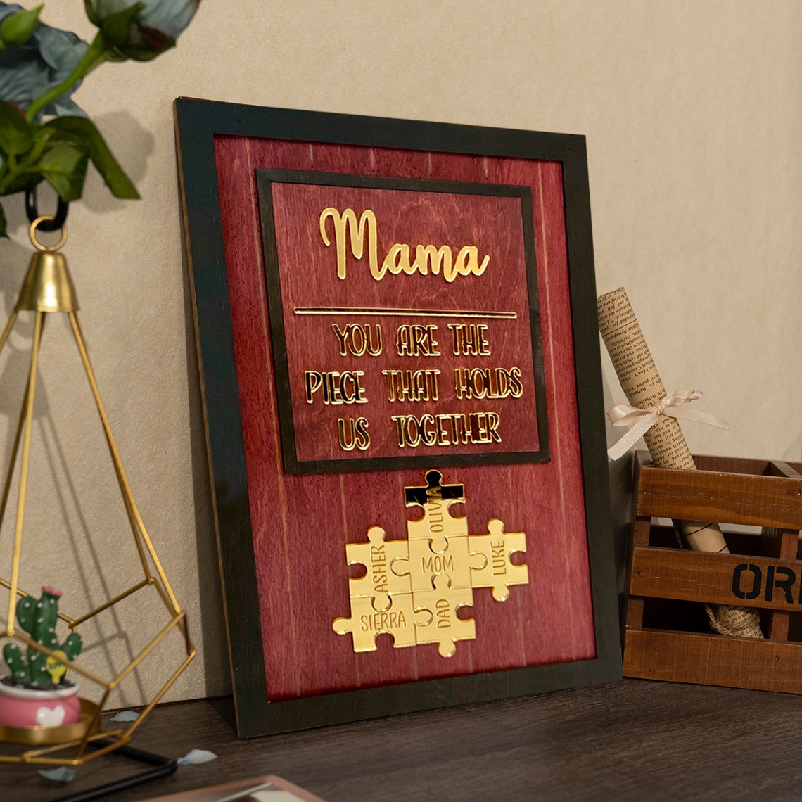 Personalized Mom Puzzle Sign Unique Wood Sign For Mother's Day Gift